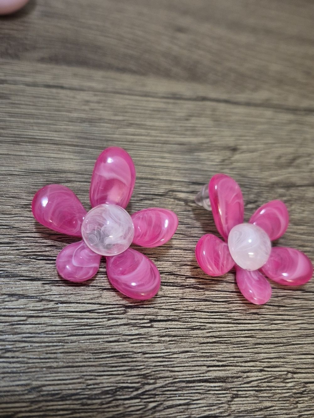 Fashion Jewelry Pink Flower Resin Stud Earrings